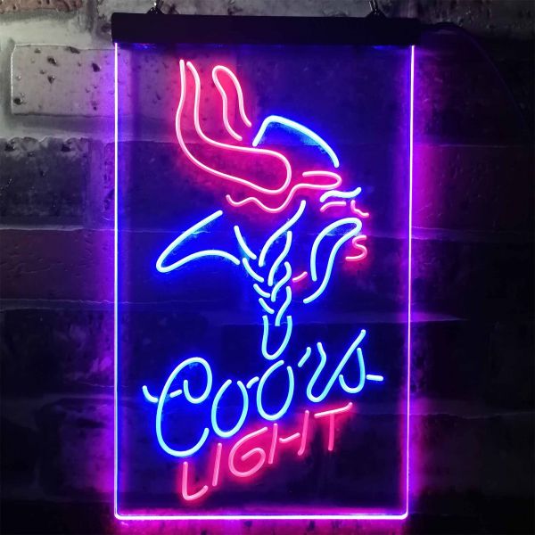 Minnesota Vikings Coors Light Dual LED Neon Light Sign